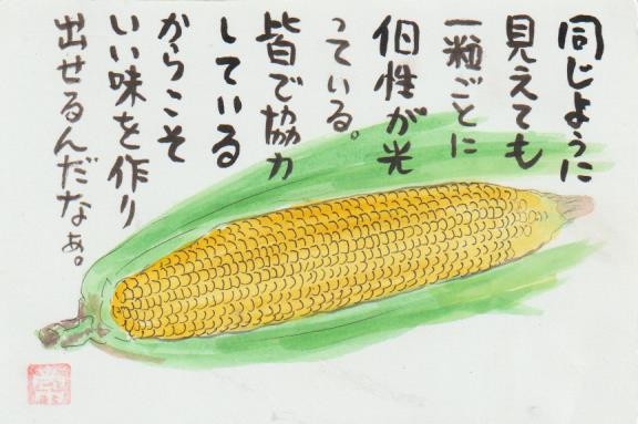 トウモロコシの絵手紙画像ー３