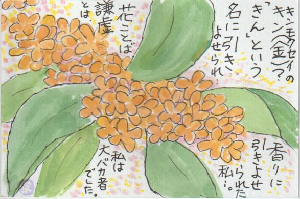 金木犀の花の絵手紙ー２