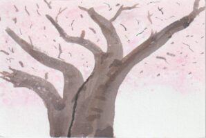 桜の大木の下絵ー２