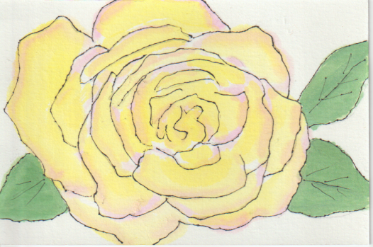黄色のバラの絵手紙ー２書き直し