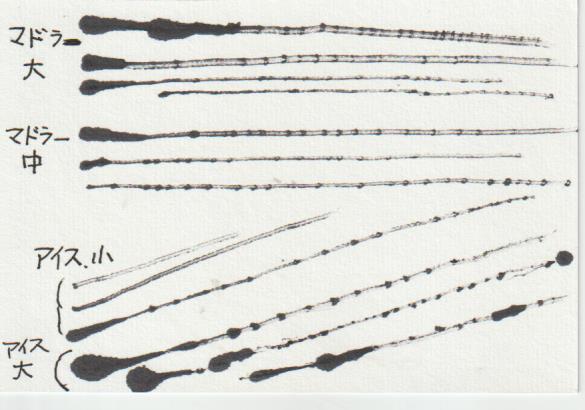 アイス棒筆とマドラー筆で書いた線の画像